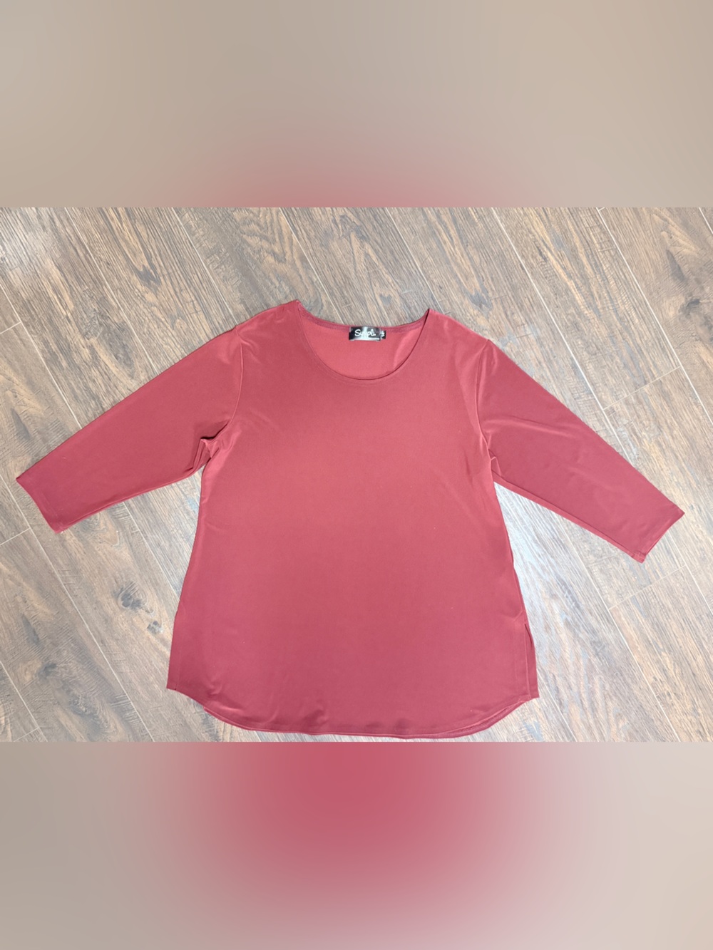 SYMPLI MAROON BURGUNDY WINE 3/4 SLEEVE TOP